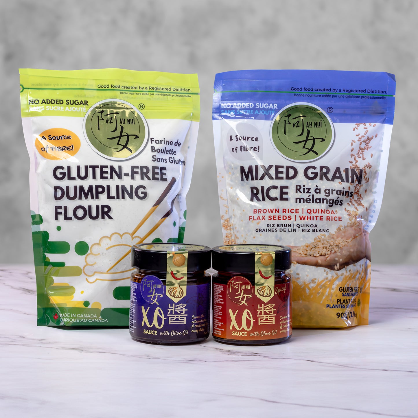 Ah Nui "Family Bundle" XO Sauce, Dumpling flour and Mixed grain rice
