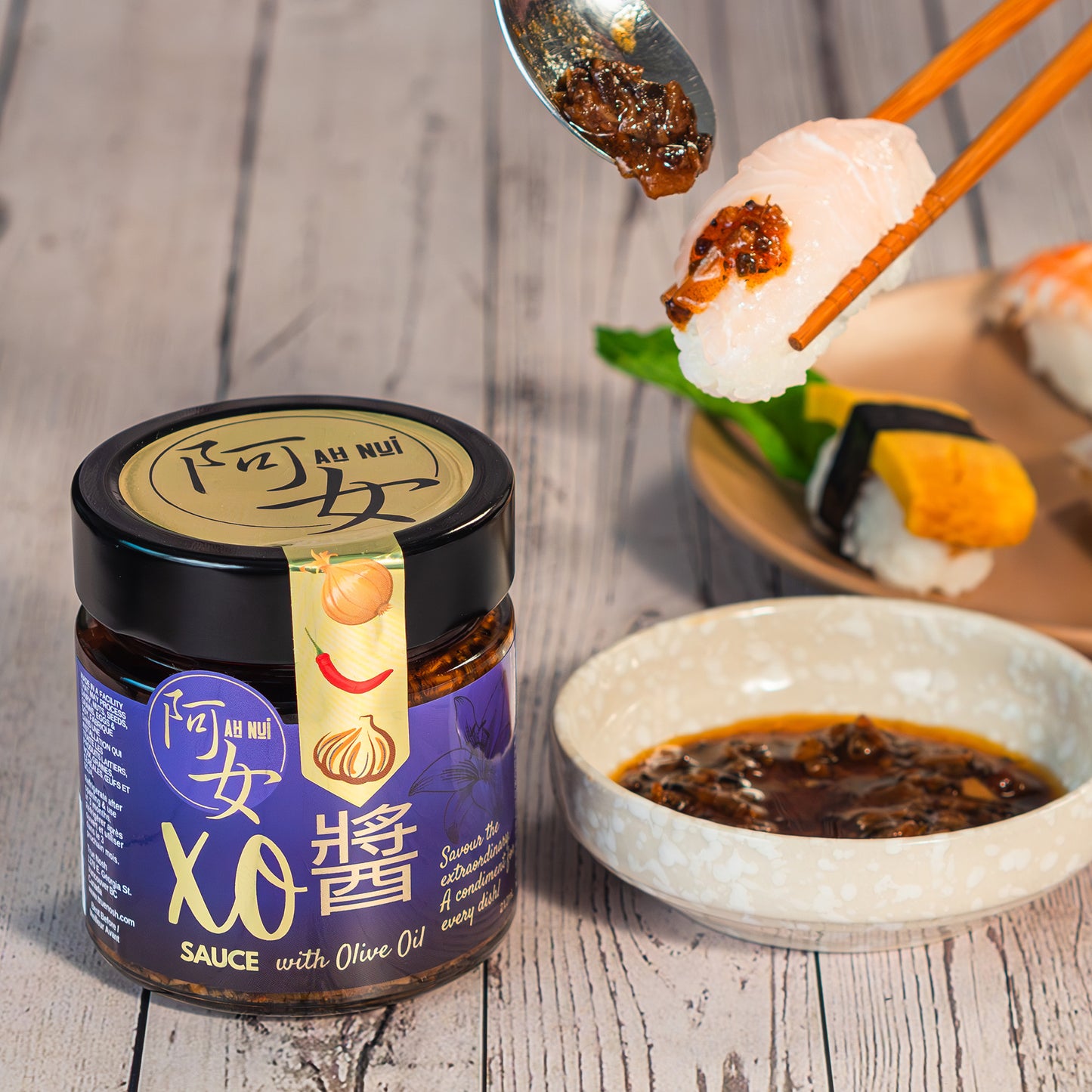 Ah Nui Asian Foods - XO Sauce on Sushi