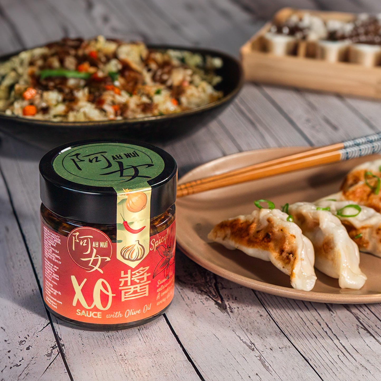 Ah Nui Asian Foods - XO Sauce on Dumplings